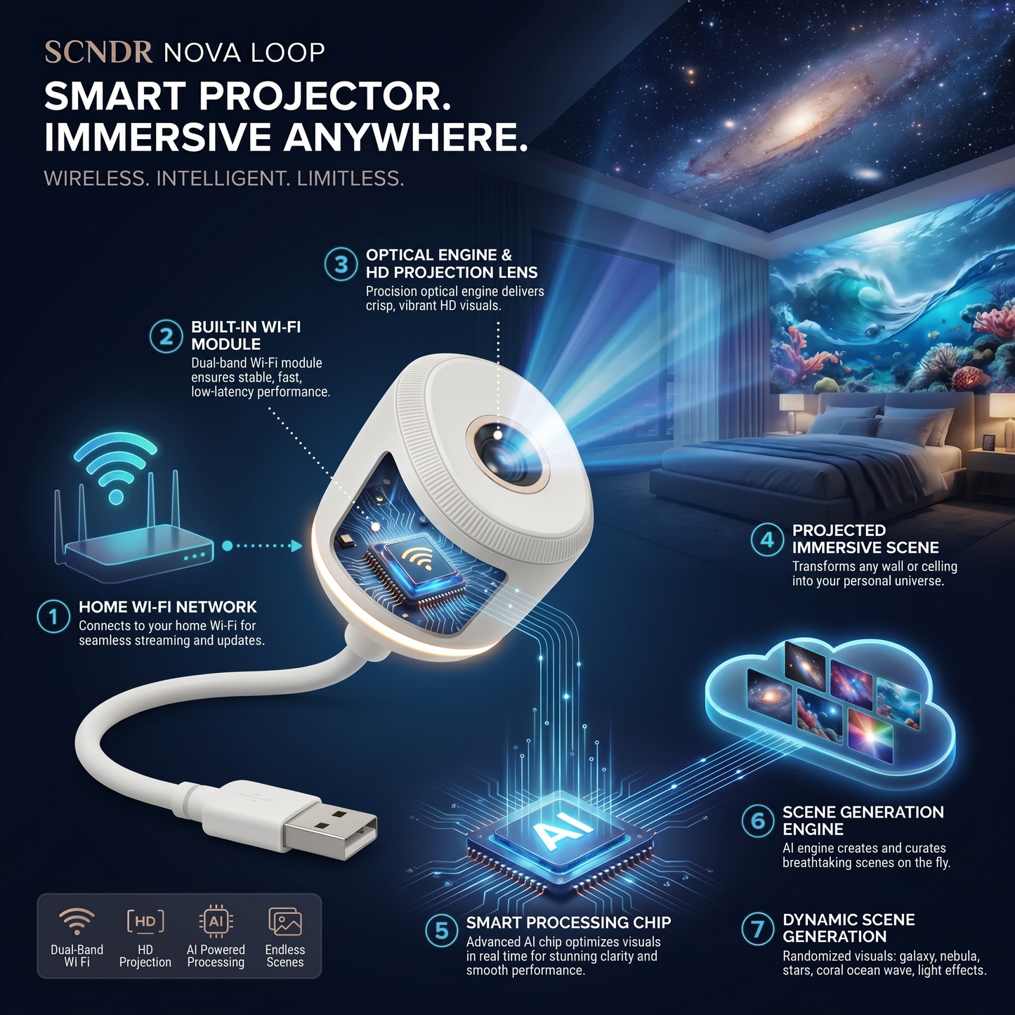 SCNDR® Night Light Projector💎